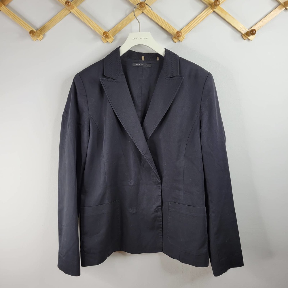 Elie Tahari blazer jacket shoulder pads 12 womaens